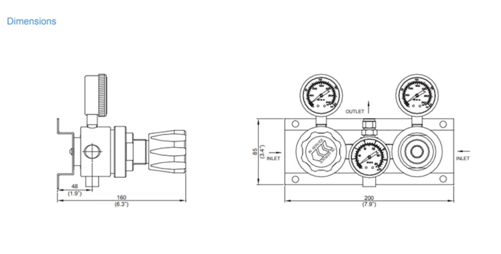 Панель газовая полуавтоматическая AMFLO R1200 ADGP00,  одноступенчатая, Pвх-206 bar, c манометрами, PRV, вх. 1/2" FNPT, вых. 3/8 CV-1.0 / Semi-automatic gas panel AMFLO R1200 ADGP00 single-stage, inlet pressure 206bar,  PRV, in. 1/2" FNPT, ou. 3/8. CV-1.0
